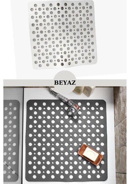 Dilan Store 2 Adet Kaydırmaz Duşakabin Banyo ve Duş Paspası Kare Bubble 54 x 54 cm D-149