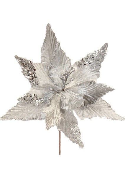 1 Adet Kadife Dokulu Ithal Yapay Ponsetya 65 cm