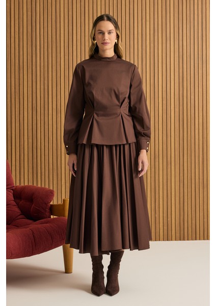 Büzgülü Kloş Cotton Etek