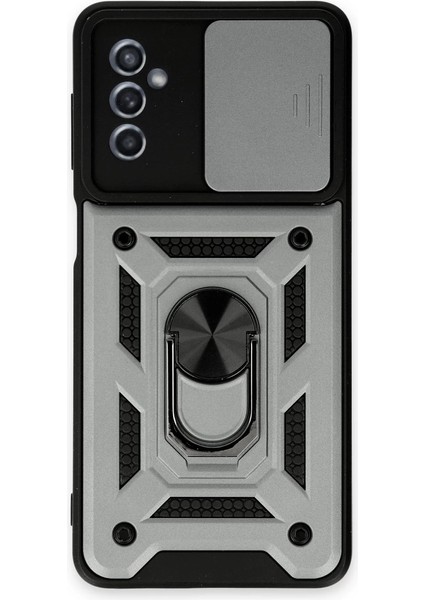 Buğz Samsung Galaxy M52 5g Kılıf Pars Lens Yüzüklü Silikon - Gümüş