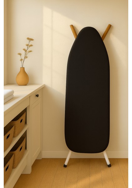 Ütü Masası Kılıfı Keçeli Siyah Desen Battal Boy Xxl Pamuklu Yanmaz Üretim