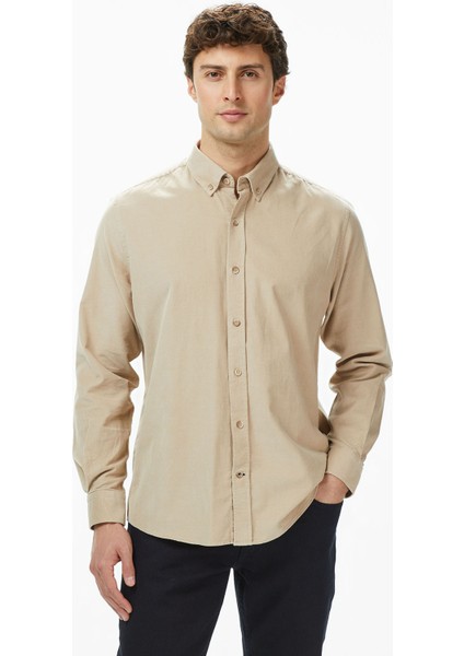 Erkek Bej Classic Fit Gömlek W57424T.12X