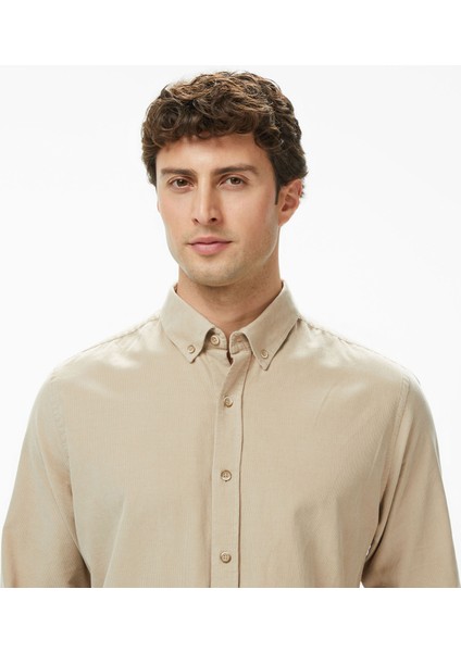 Erkek Bej Classic Fit Gömlek W57424T.12X fırsatları