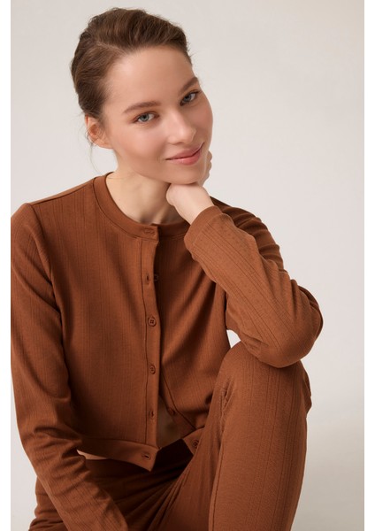 x Ece Kahverengi Petek Dokulu Düğmeli Pijama Takımı Pointelle Pj fırsatları