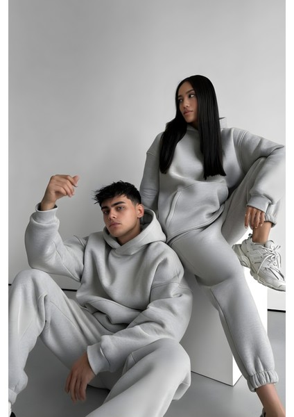 Kadın Erkek Çiftlere Özel 3 Iplik Kalın Oversize Kapüşonlu Eşofman Takımı – Tekli fiyatları