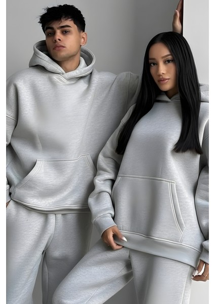 Kadın Erkek Çiftlere Özel 3 Iplik Kalın Oversize Kapüşonlu Eşofman Takımı – Tekli modelleri