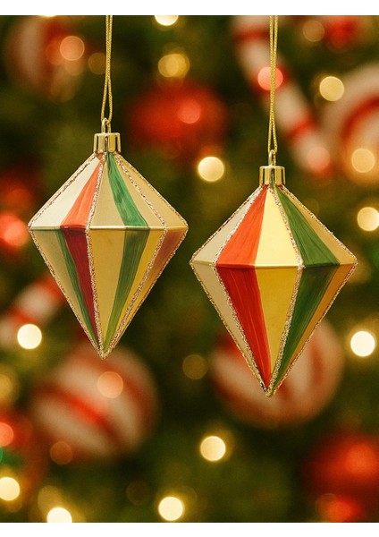 Yılbaşı Ağaç Süsü Kristal Sarkıt Simli Asılabilir Çam Ağacı Dekoru Renkli 10 cm 2'li