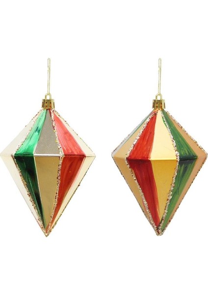 Yılbaşı Ağaç Süsü Kristal Sarkıt Simli Asılabilir Çam Ağacı Dekoru Renkli 10 cm 2'li modelleri