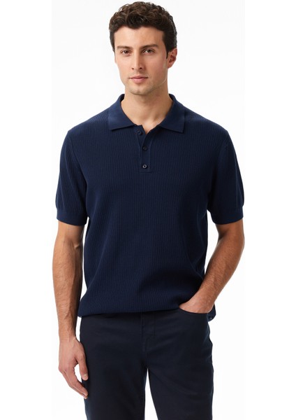 Erkek Lacivert Regular Fit Kısa Kollu Triko S55110T.4NV