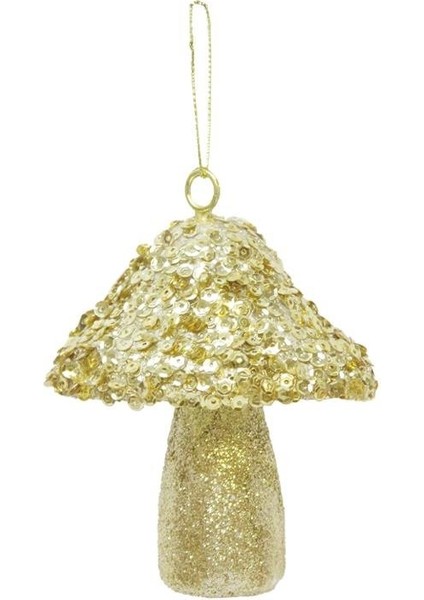 Yılbaşı Ağaç Süsü Mantar Figürlü Asılabilir Pul Payet Işlemeli Dekoratif Süs Altın 10 Cm fiyatları