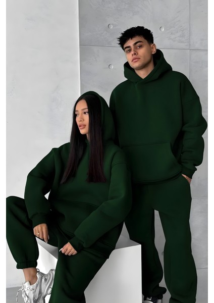 Kadın Erkek Çiftlere Özel 3 Iplik Kalın Oversize Kapüşonlu Eşofman Takımı – Tekli fiyatları