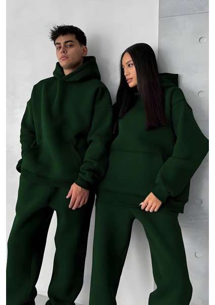 Kadın Erkek Çiftlere Özel 3 Iplik Kalın Oversize Kapüşonlu Eşofman Takımı – Tekli modelleri
