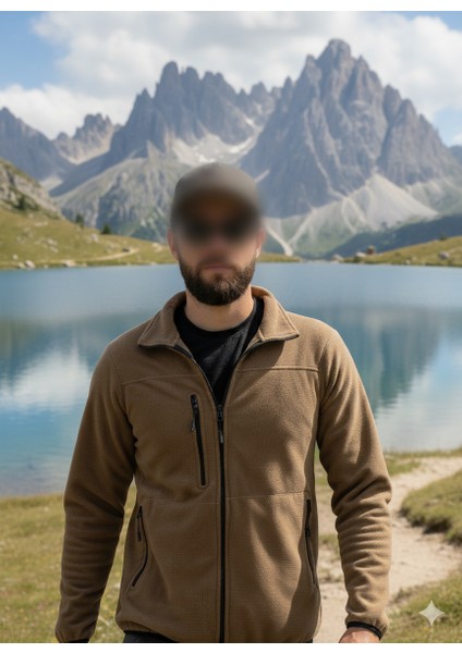 Unisex Outdoor Tam Fermuarlı Yüksek Yaka Polar Ceket Üst / Sıcak Tutan Outdoor Üst