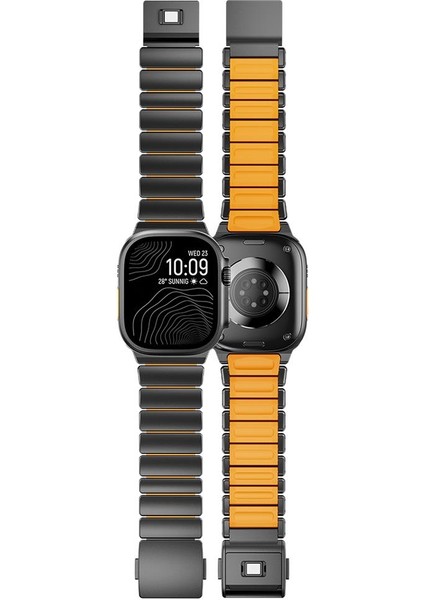Apple Watch 7 8 9 45 mm Uyumlu Titanyum Kordon Silikon Iç Yüzey Hafif Premium Kayış fırsatları