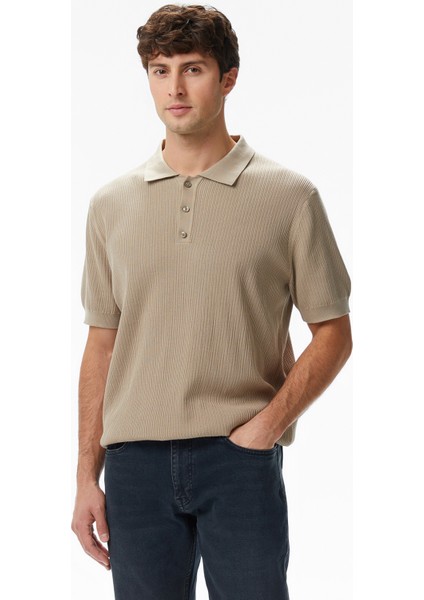 Erkek Bej Regular Fit Kısa Kollu Triko S55110T.1FS