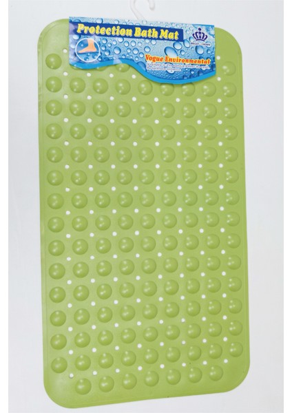 Dikdörtgen Delikli Kabartma Silikon Kaydırmaz Taban Duşakabin ve Banyo Matı (YEŞIL)(66X36)