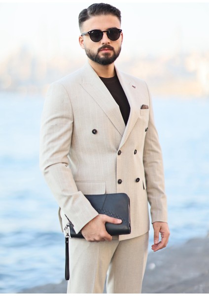 Ince Çizgi Detaylı Kruvaze Ceket modelleri