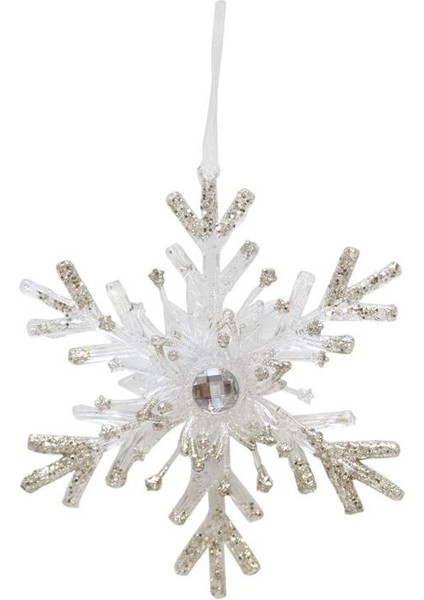 Yılbaşı Ağaç Süsü Gümüş Sim Detaylı 3D Şeffaf Kar Tanesi Asılabilir Dekoratif Süs 15 cm fiyatları