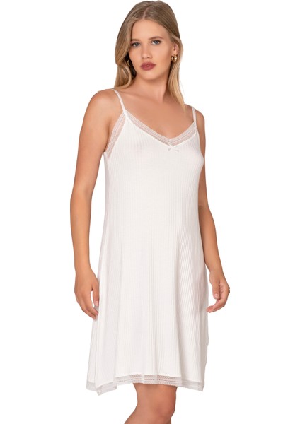 Özkan 27731 Kadın Viskon Premium Kumaş Kaşkorse Dantel Detaylı Diz Üstü Kombinezon Elbise Astar Jüpon fırsatları