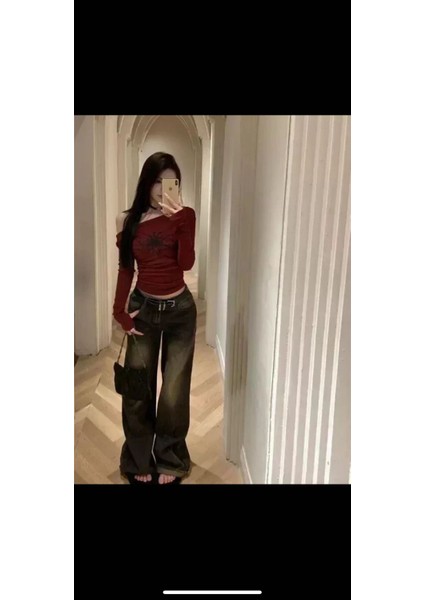 Black Widow Madonna Yaka Tam Boy Y2K Bluz fırsatları