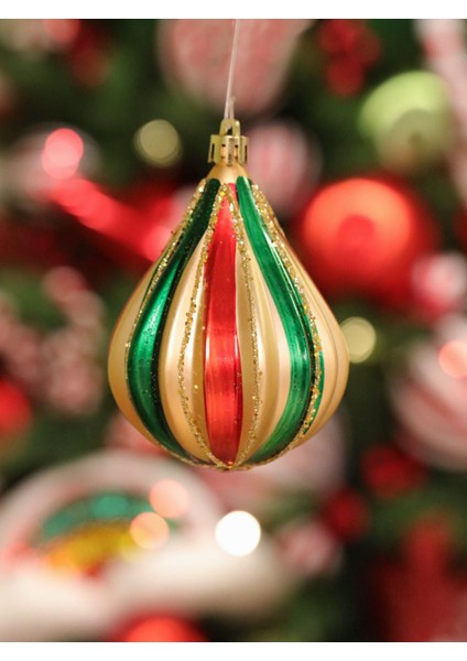 Yılbaşı Ağaç Süsü Damla Form Simli Çam Ağacı Dekoru Renkli 10 cm 2'li