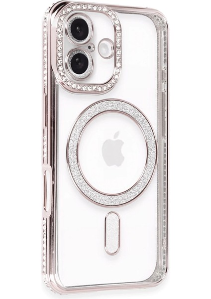 Buğz Newface Iphone 16 Kılıf Joke Simli Magneticsafe Kılıf - Pembe