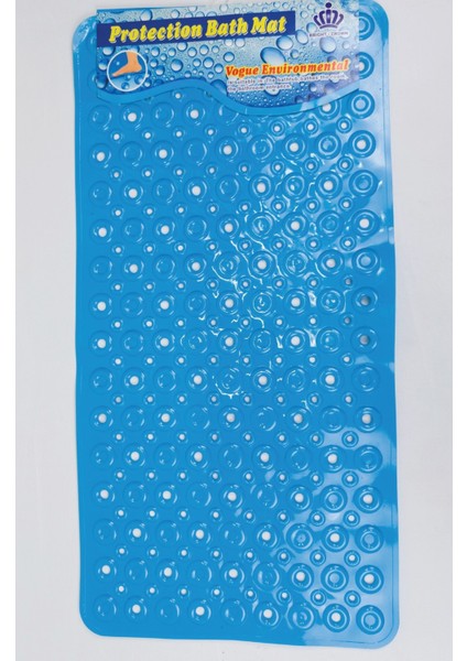 Dikdörtgen Kabartma Silikon Kaydırmaz Taban Duşakabin ve Banyo Matı (MAVI)(65X35)