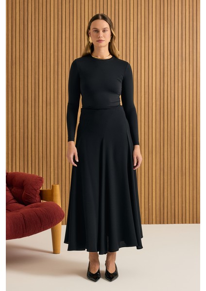 Kuplu Crep Kloş Etek