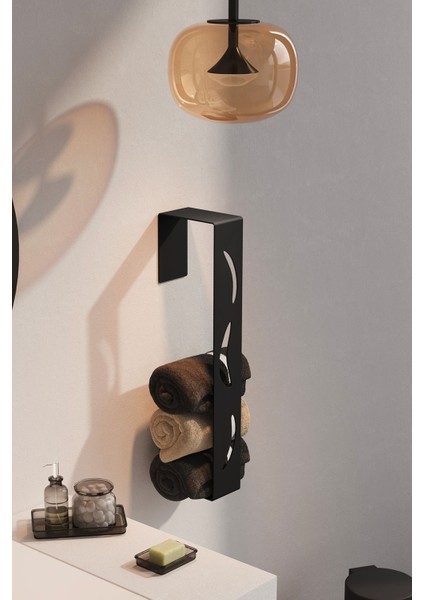 Paslanmaz Çelik Yapışkanlı Havlu Düzenleyici-Mat Siyah&inox Satine Seçenekli Modern Havluluk modelleri