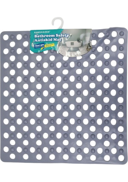 Kare Kabartma Silikon Kaydırmaz Taban Duşakabin ve Banyo Matı (GRI)(51X53)