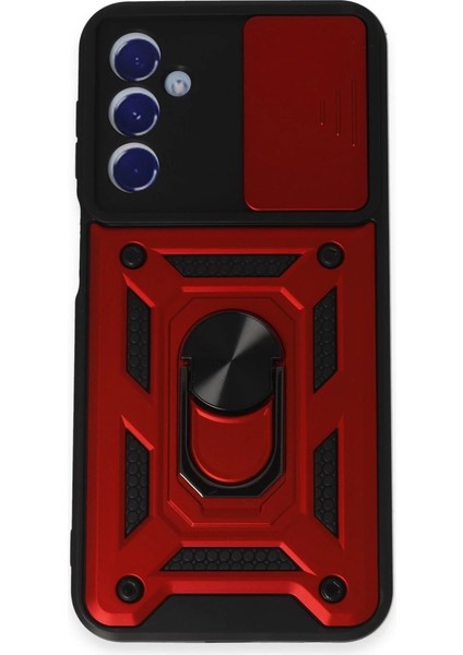 Buğz Samsung Galaxy M34 5g Kılıf Pars Lens Yüzüklü Silikon - Kırmızı