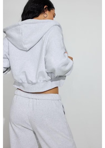 Karmelanj Crop Kapşonlu Fermuarlı Kadın Sweatshirt MG2608 fiyatları