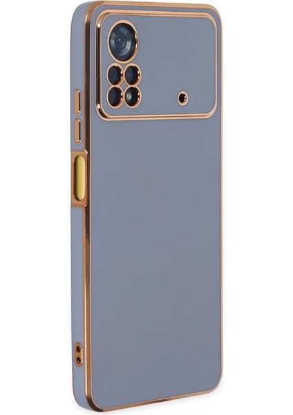 Buğz Xiaomi Poco X4 Pro 5g Kılıf Volet Silikon - Mavi