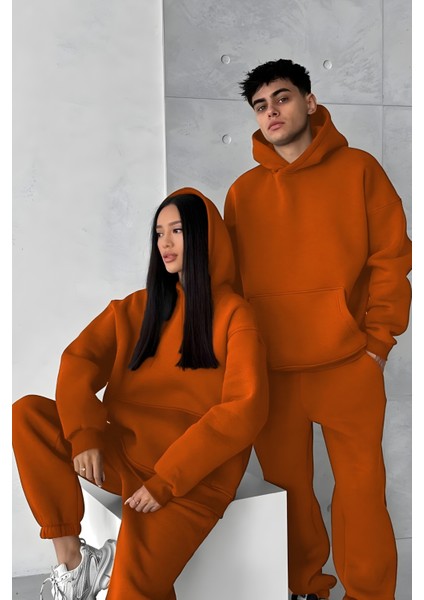 Kadın Erkek Çiftlere Özel 3 Iplik Kalın Oversize Kapüşonlu Eşofman Takımı – Tekli fiyatları