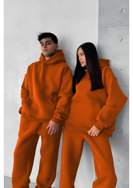 Kadın Erkek Çiftlere Özel 3 Iplik Kalın Oversize Kapüşonlu Eşofman Takımı – Tekli modelleri