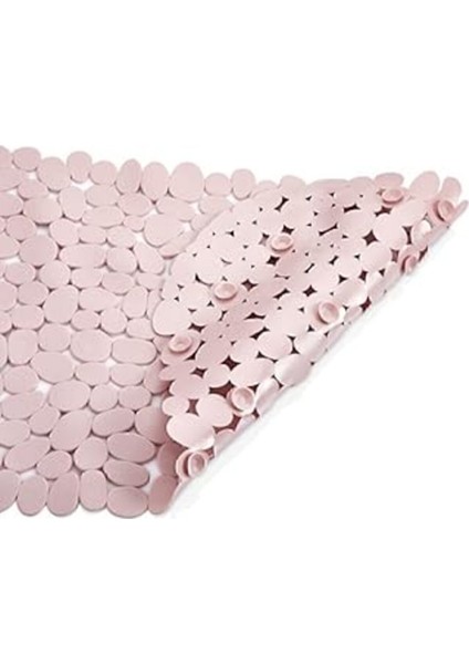 Dilan Store 2 Adet Banyo Duş ve Küvet Kaydırmazı Vantuzlu Taşlı Paspas 34X68 cm Pembe Renk D-130