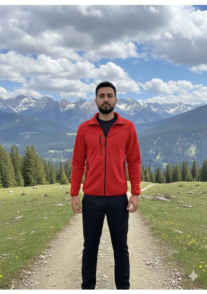 Unisex Outdoor Tam Fermuarlı Yüksek Yaka Polar Ceket Üst / Sıcak Tutan Outdoor Üst