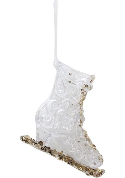 Yılbaşı Ağaç Süsü Altın Pul Detaylı 3D Şeffaf Buz Pateni Asılabilir Dekoratif Süs 10 cm fiyatları