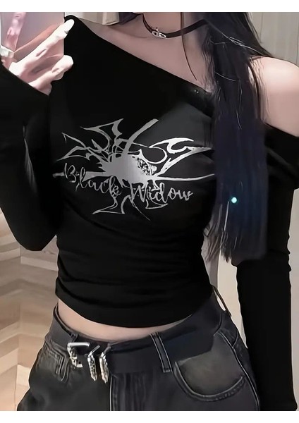 Black Widow Madonna Yaka Tam Boy Y2K Bluz modelleri