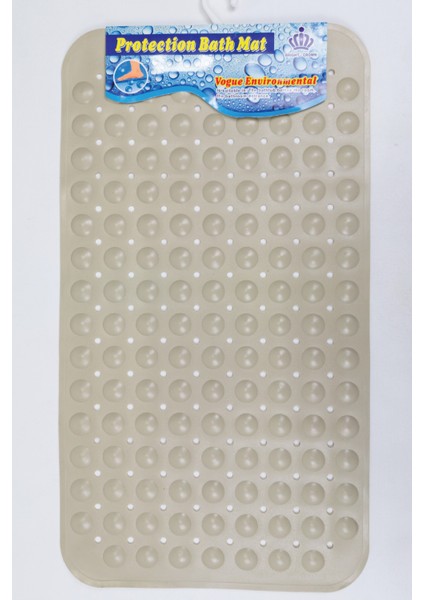 Dikdörtgen Delikli Kabartma Silikon Kaydırmaz Taban Duşakabin ve Banyo Matı (BEJ)(66X36)