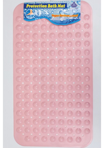 Dikdörtgen Delikli Kabartma Silikon Kaydırmaz Taban Duşakabin ve Banyo Matı (PEMBE)(66X36)