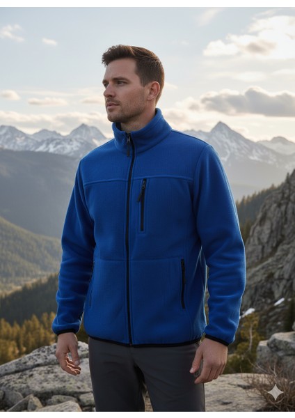 Unisex Outdoor Tam Fermuarlı Yüksek Yaka Polar Ceket Üst / Sıcak Tutan Outdoor Üst