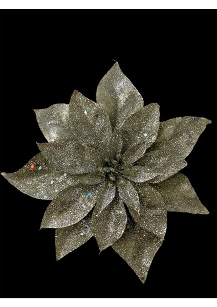 1 Adet Simli Yapay Ponsetya 22 cm