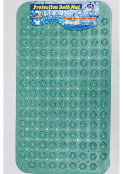 Dikdörtgen Yuvarlak Kabartma Silikon Kaydırmaz Taban Duşakabin ve Banyo Matı (TURKUAZ)(70X40)