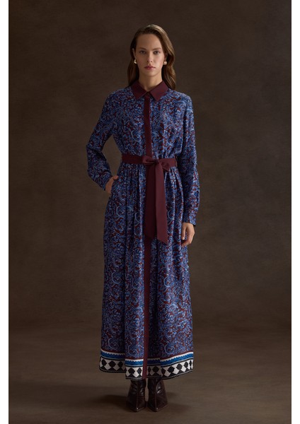 Desenli Viscon Elbise