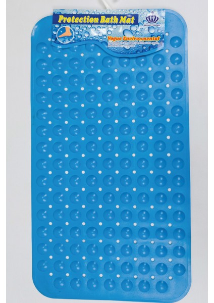 Dikdörtgen Delikli Kabartma Silikon Kaydırmaz Taban Duşakabin ve Banyo Matı (MAVI)(66X36)