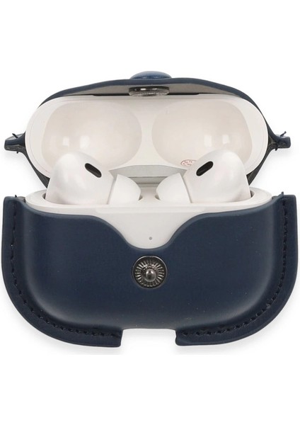 Buğz Airpods Pro 2 (2.nesil) Çanta Deri Kılıf - Lacivert modelleri