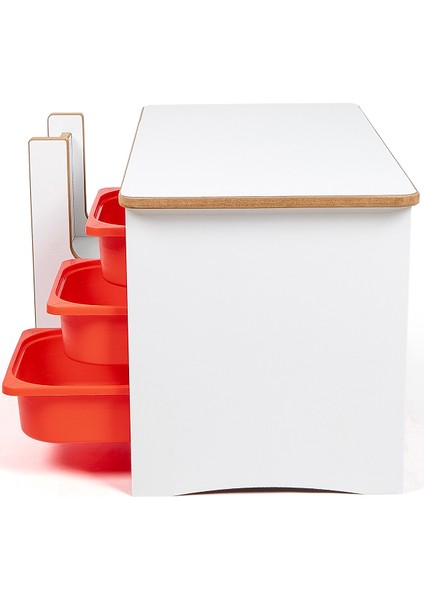 3 Çekmeceli Çocuk Etkinlik Masası - Beyaz Mdf - Kırmızı Çekmeceli - 18MM 1.sınıf Mdf modelleri