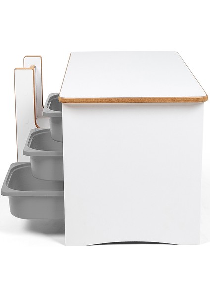 3 Çekmeceli Çocuk Etkinlik Masası - Beyaz Mdf - Gri Çekmeceli - 18MM 1.sınıf Mdf fiyatları