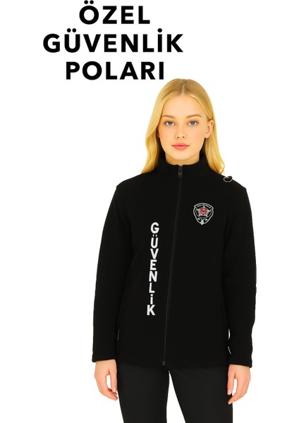 Kalın Kışlık Kadın Nakış Işlemeli 2 Cepli Özel Güvenlik Poları- Önden Yazılı